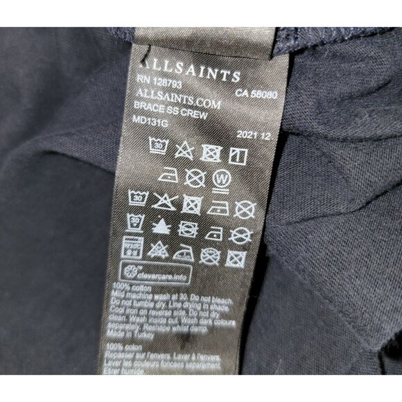 Allsaints Mens Black Crew Neck T-Shirt Size M Made In Turkey - Picture 5 of 5